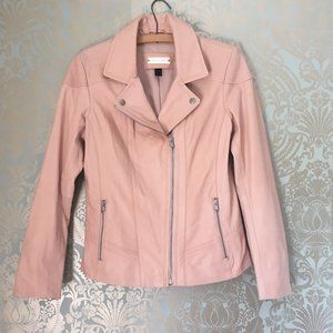 Danier Pink Leather Biker Jacket Size Small